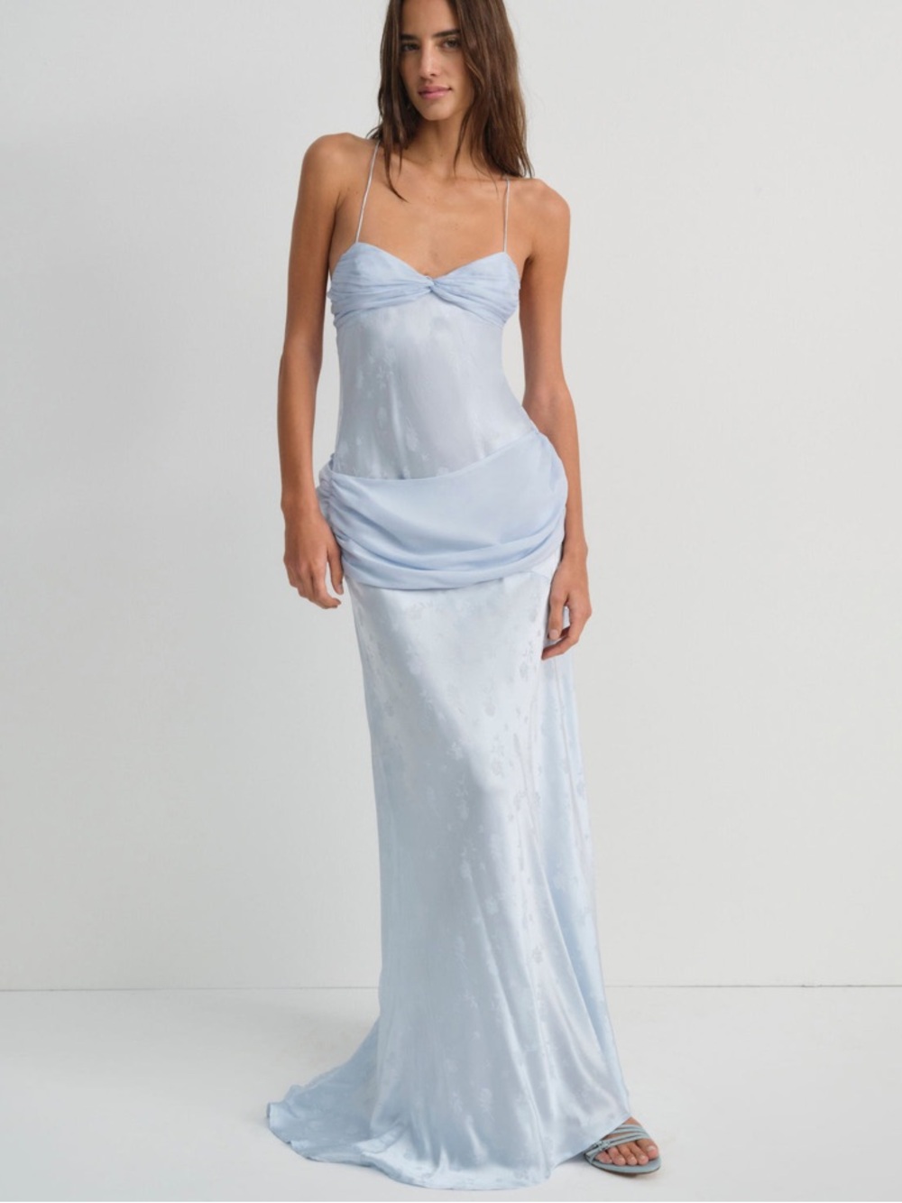For Love and Lemons Silk Daisy Gown Blue Size Small